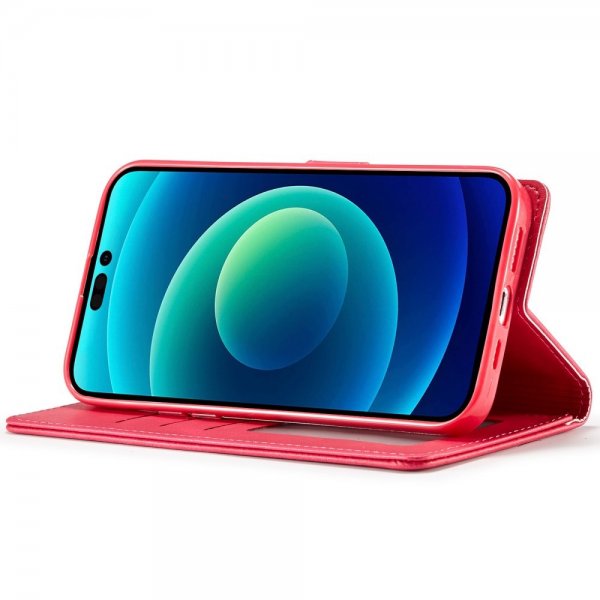 Lc.Imeeke iPhone 14 Pro -suojakuori korttipaikalla ja jalustatoiminnolla, magenta