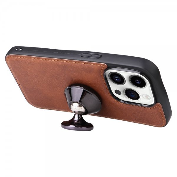 iPhone 14 Pro -kotelo irrotettavalla KT Leather Series-3 -kuorella, ruskea