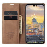 CaseMe iPhone 14 Pro Retro Flip Ruskea