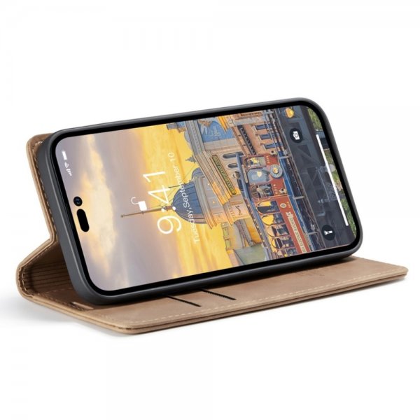 CaseMe iPhone 14 Pro Retro Flip Ruskea