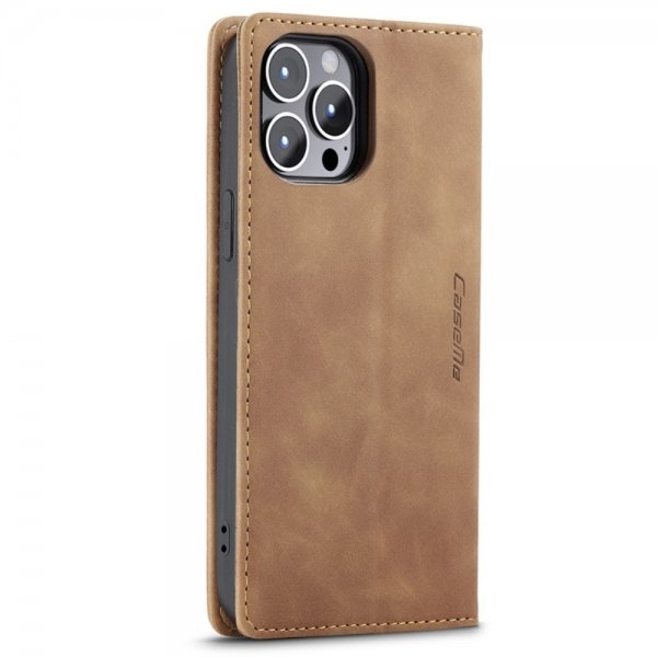 CaseMe iPhone 14 Pro Retro Flip Ruskea