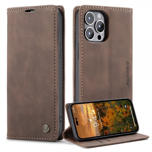 CaseMe iPhone 14 Pro Retro Flip Kahvi