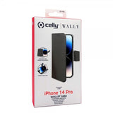 Celly iPhone 14 Pro Fodral Wally Wallet Case Musta