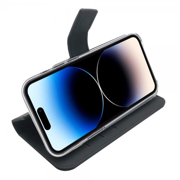 Celly iPhone 14 Pro Fodral Wally Wallet Case Musta