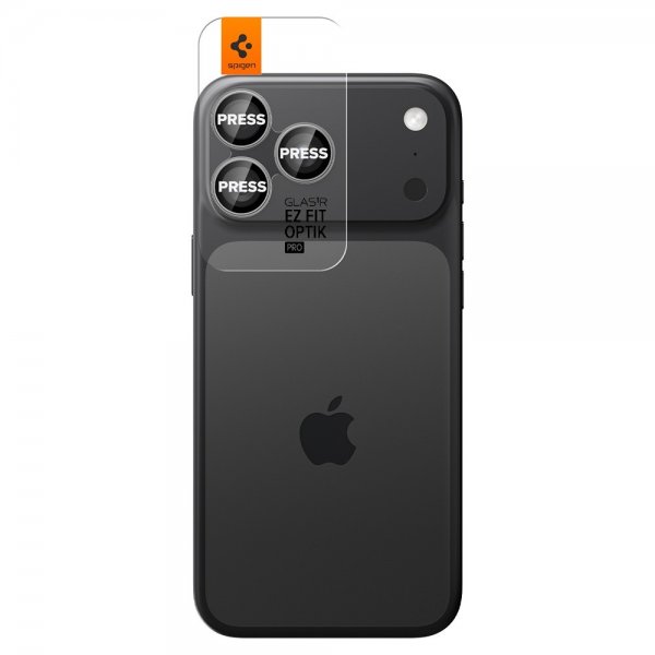Spigen iPhone 14/15/16/17 Pro & Pro Max kameran suoja GLAS.tR EZ Fit Optik Pro 2-pakkaus Harmaa