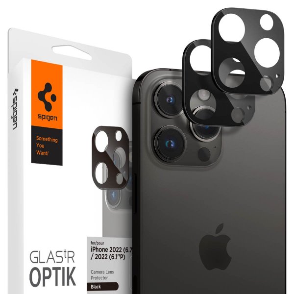 Spigen iPhone 14/15/16 Pro & Pro Max -kameran suojalasi Glas.tR Optik, 2 kpl, musta