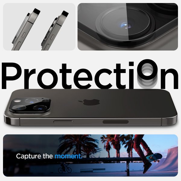 Spigen iPhone 14/15/16 Pro & Pro Max -kameran suojalasi Glas.tR Optik, 2 kpl, musta