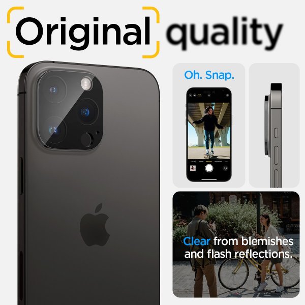 Spigen iPhone 14/15/16 Pro & Pro Max -kameran suojalasi Glas.tR Optik, 2 kpl, musta
