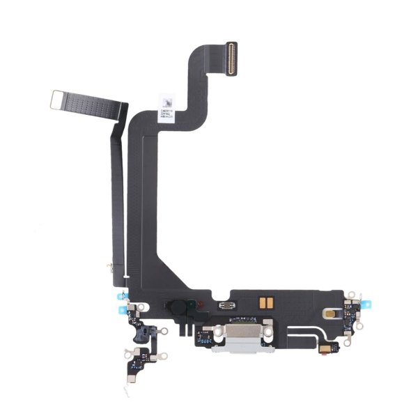 iPhone 14 Pro - latausliitin joustokaapelilla, alkuperäinen - valkoinen
