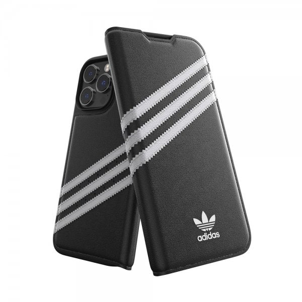 Adidas iPhone 14 Pro Max -kotelo 3 Stripes Booklet Case Musta Valkoinen