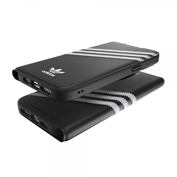 Adidas iPhone 14 Pro Max -kotelo 3 Stripes Booklet Case Musta Valkoinen