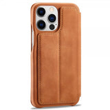Lc.Imeeke iPhone 14 Pro Max Flip-suojakotelo, vaaleanruskea