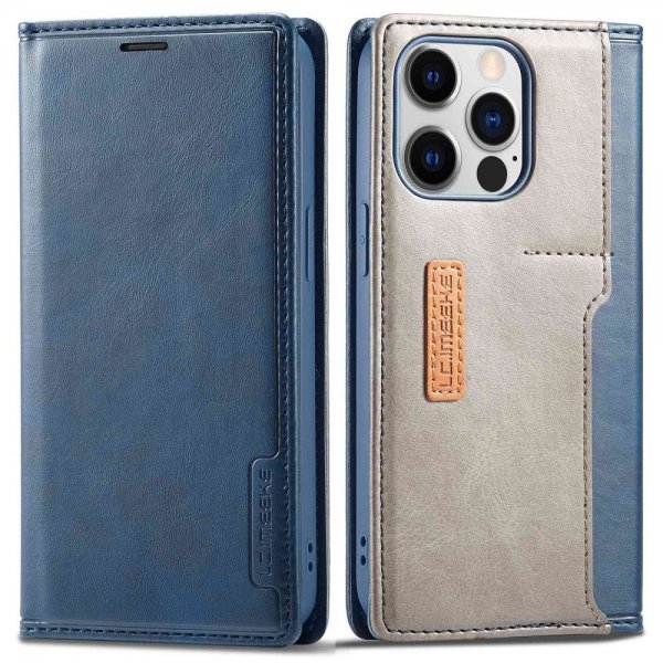 Lc.Imeeke iPhone 14 Pro Max -kotelo, jossa korttipaikka ulkopuolella, sininen