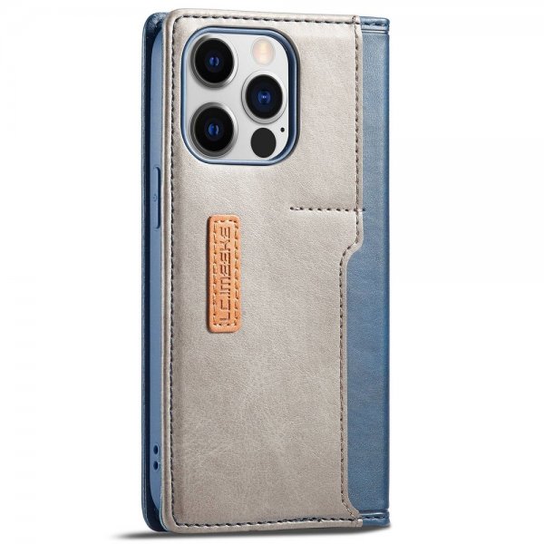 Lc.Imeeke iPhone 14 Pro Max -kotelo, jossa korttipaikka ulkopuolella, sininen
