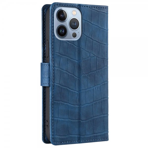 iPhone 14 Pro Max Suojakuori Krokotiilikuvio Sininen