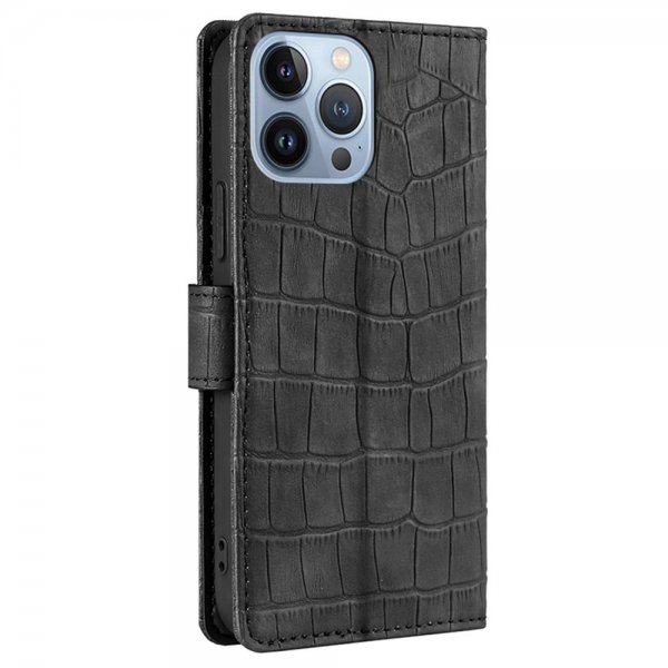iPhone 14 Pro Max Suojakuori Krokotiilikuvio Musta