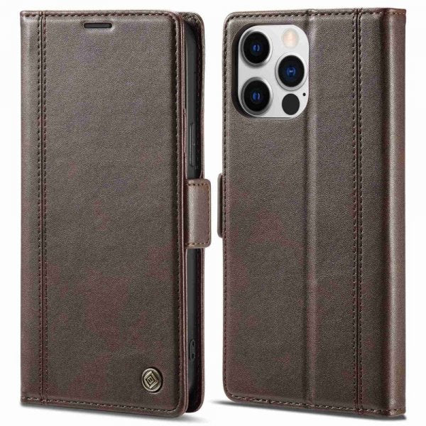 Lc.Imeeke iPhone 14 Pro Max -suojakuori korttipaikalla, ruskea