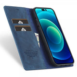 Lc.Imeeke iPhone 14 Pro Max Suojakuori Korttipidikkeellä Flip Sininen