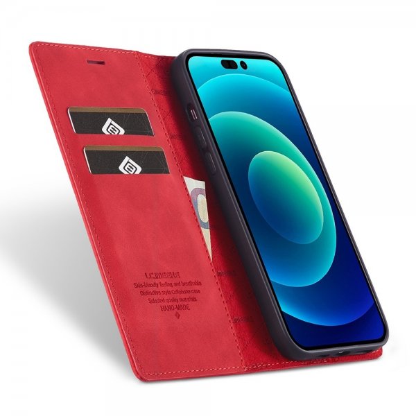 Lc.Imeeke iPhone 14 Pro Max -suojakuori korttipaikalla, punainen