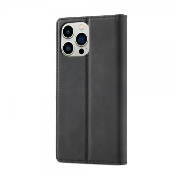 Lc.Imeeke iPhone 14 Pro Max -suojakuori korttipaikalla, taitettava, musta