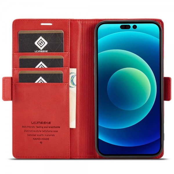 Lc.Imeeke iPhone 14 Pro Max -suojakuori korttipaikalla, punainen