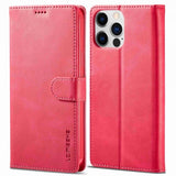 Lc.Imeeke iPhone 14 Pro Max -kotelo, jossa korttipaikka ja jalustatoiminto, magenta