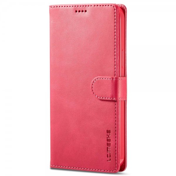 Lc.Imeeke iPhone 14 Pro Max -kotelo, jossa korttipaikka ja jalustatoiminto, magenta