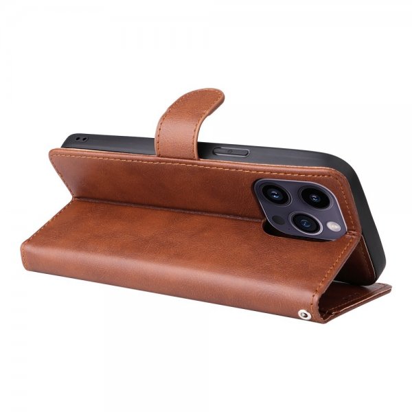 iPhone 14 Pro Max Kotelo irrotettavalla kuorella KT Leather Series-3 Ruskea