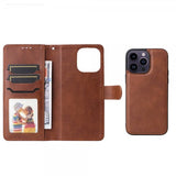 iPhone 14 Pro Max Kotelo irrotettavalla kuorella KT Leather Series-3 Ruskea