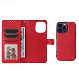 iPhone 14 Pro Max -kotelo irrotettavalla kuorella, KT Leather Series-3, punainen