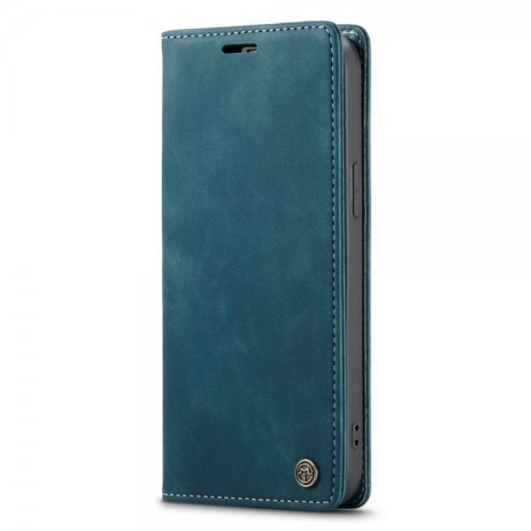 CaseMe iPhone 14 Pro Max Retro Flip -suojakotelo, bensiininsininen