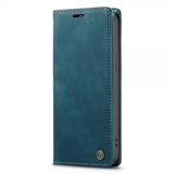 CaseMe iPhone 14 Pro Max Retro Flip -suojakotelo, bensiininsininen