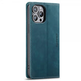 CaseMe iPhone 14 Pro Max Retro Flip -suojakotelo, bensiininsininen