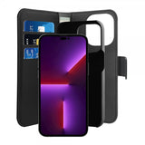 Puro iPhone 14 Pro Max Kotelo Wallet Detachable 2 in 1 Musta