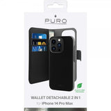 Puro iPhone 14 Pro Max Kotelo Wallet Detachable 2 in 1 Musta