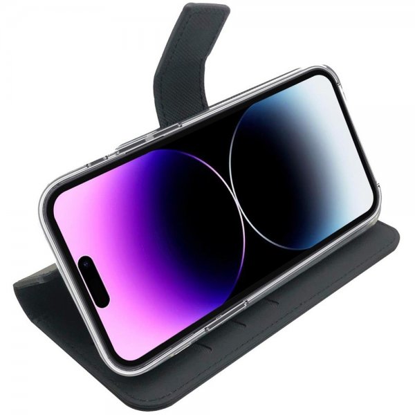 Celly iPhone 14 Pro Max -suojakotelo Wally Wallet Case, musta