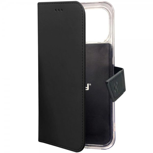 Celly iPhone 14 Pro Max -suojakotelo Wally Wallet Case, musta