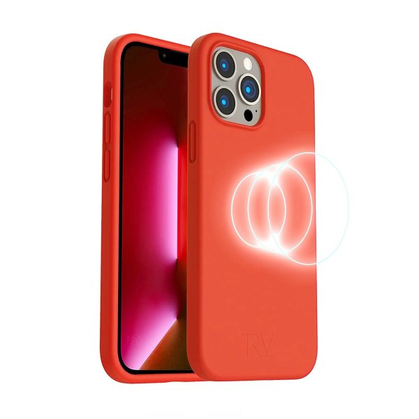 Rvelon iPhone 14 Pro Max Silikonikuori MagSafe Vaaleanpunainen