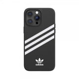 Adidas iPhone 14 Pro Max -kuori 3 Stripes Snap Case, musta/valkoinen