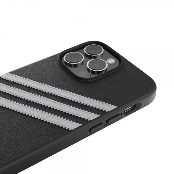 Adidas iPhone 14 Pro Max -kuori 3 Stripes Snap Case, musta/valkoinen