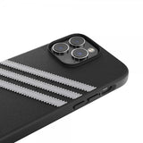 Adidas iPhone 14 Pro Max -kuori 3 Stripes Snap Case, musta/valkoinen