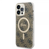 Guess iPhone 14 Pro Max Suojakuori 4G Pattern MagSafe Ruskea