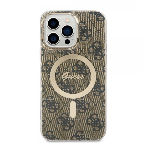 Guess iPhone 14 Pro Max Suojakuori 4G Pattern MagSafe Ruskea