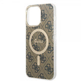 Guess iPhone 14 Pro Max Suojakuori 4G Pattern MagSafe Ruskea