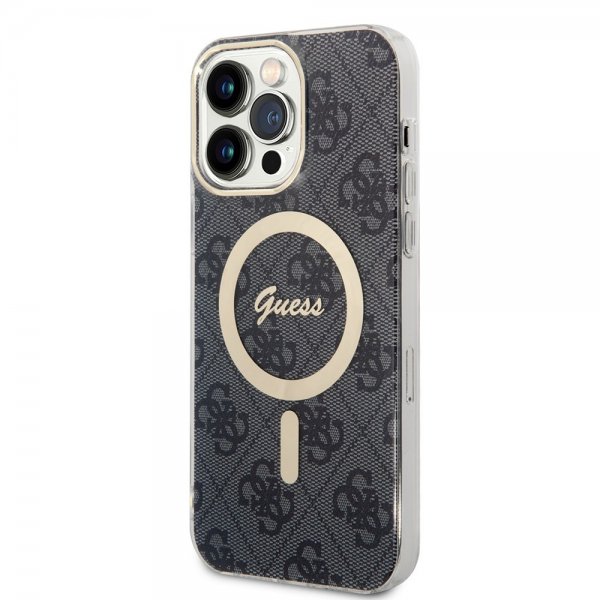 Guess iPhone 14 Pro Max Suojakuori 4G Pattern MagSafe Musta