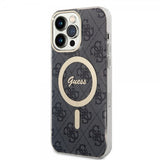 Guess iPhone 14 Pro Max Suojakuori 4G Pattern MagSafe Musta