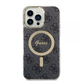 Guess iPhone 14 Pro Max Suojakuori 4G Pattern MagSafe Musta