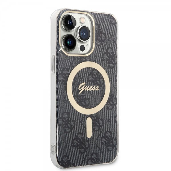 Guess iPhone 14 Pro Max Suojakuori 4G Pattern MagSafe Musta