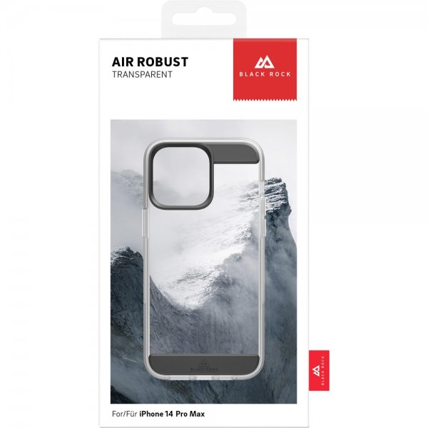 Black Rock iPhone 14 Pro Max Air Robust Case suojakuori, musta/kirkas