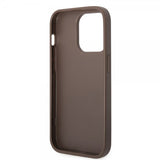 Guess iPhone 14 Pro Max Suojakuori Bottom Stripe Metal Logo Ruskea